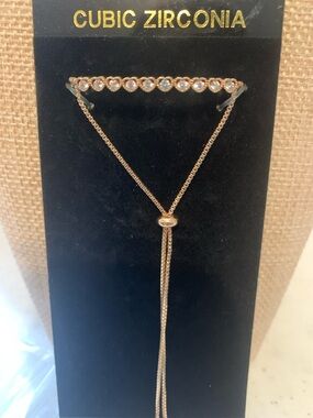Rose Gold Cubic Zirconia Adjustable Bracelet
